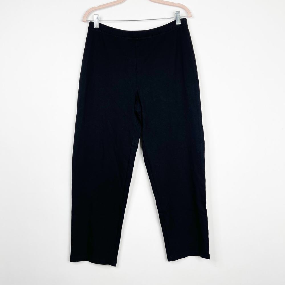 2/$30 Eileen Fisher Pullon Tapered Trouser Black High Rise Elastic S #A1114